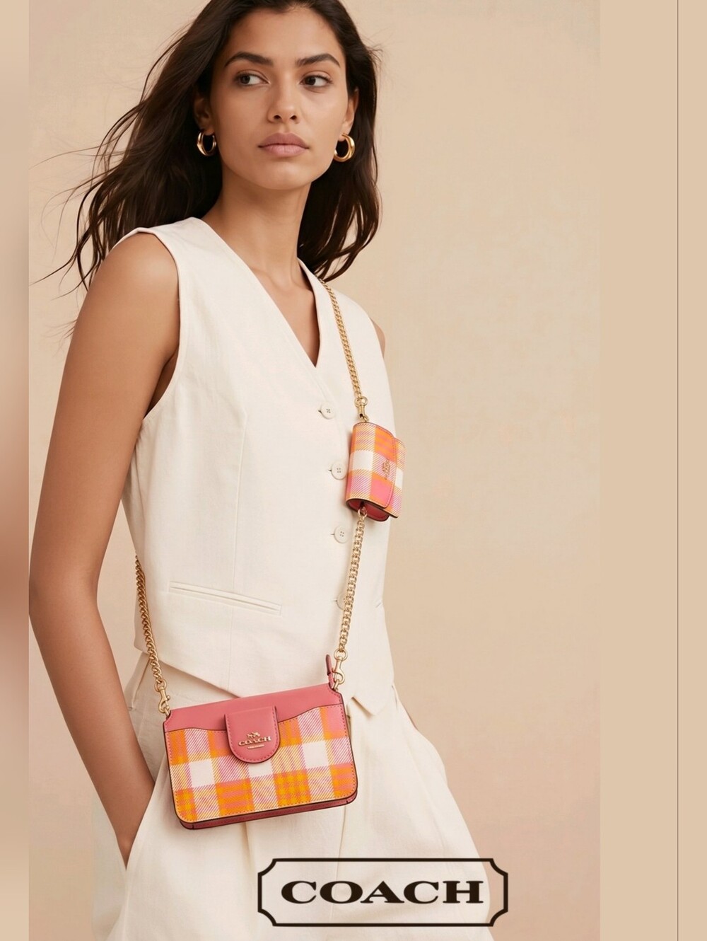 NWT 2pc Rare htf COACH Poppy set Crossbody W/ Garden Plaid Preppy
